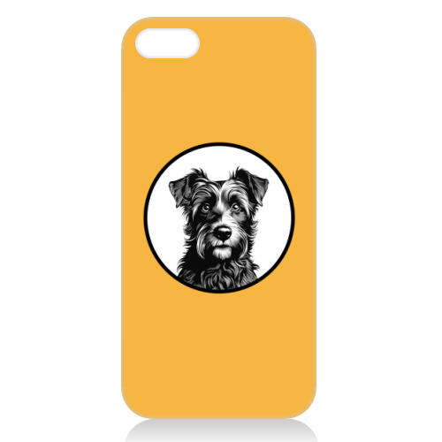 Border Terrier Cameo Dog Portrait (Mustard Yellow) - unique phone case by Adam Regester