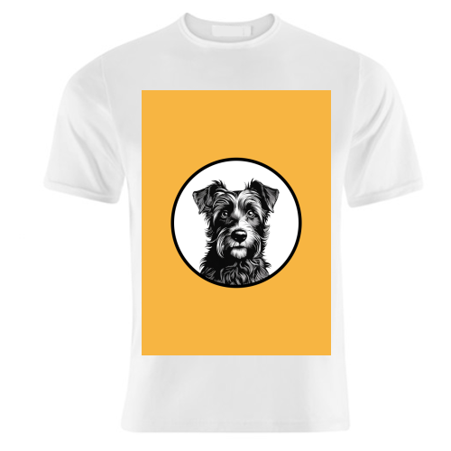 Border Terrier Cameo Dog Portrait (Mustard Yellow) - unique t shirt by Adam Regester