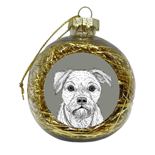 Border Terrier Dog Portrait - xmas bauble by Adam Regester