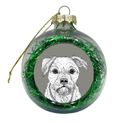 Border Terrier Dog Portrait - xmas bauble by Adam Regester