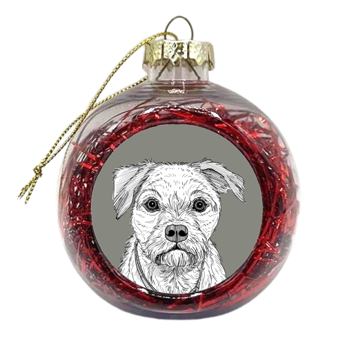 Border Terrier Dog Portrait - xmas bauble by Adam Regester