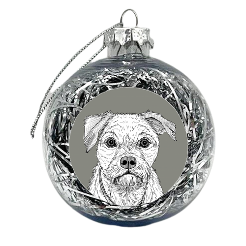Border Terrier Dog Portrait - xmas bauble by Adam Regester