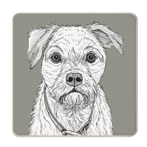 Border Terrier Dog Portrait - personalised beer coaster by Adam Regester