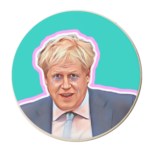 Boris Glitter Tears - personalised beer coaster by DOLLY WOLFE