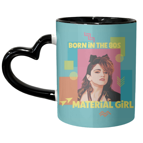 Born in the 80s Material Girl - unique mug by Giddy Kipper