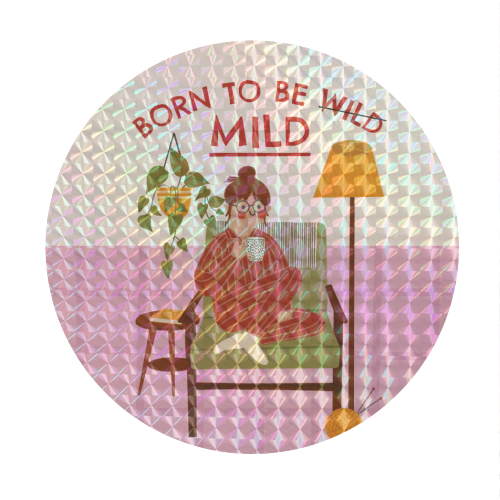 Born to be mild Funny Introvert Illustration Design - Circle Sticker by AbiGoLucky