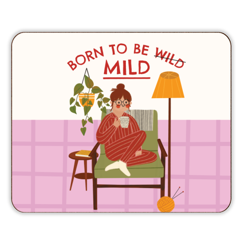 Born to be mild Funny Introvert Illustration Design - designer placemat by AbiGoLucky