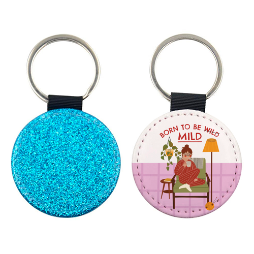 Born to be mild Funny Introvert Illustration Design - keyring by AbiGoLucky