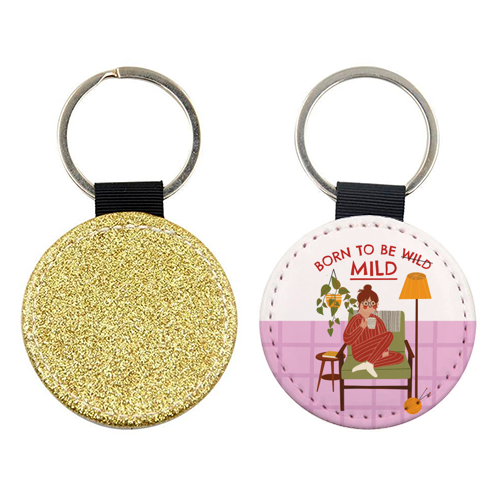 Born to be mild Funny Introvert Illustration Design - keyring by AbiGoLucky