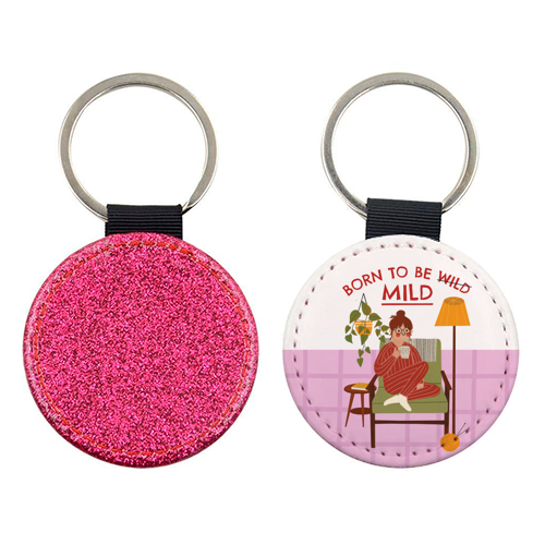 Born to be mild Funny Introvert Illustration Design - keyring by AbiGoLucky