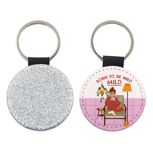 Born to be mild Funny Introvert Illustration Design - keyring by AbiGoLucky