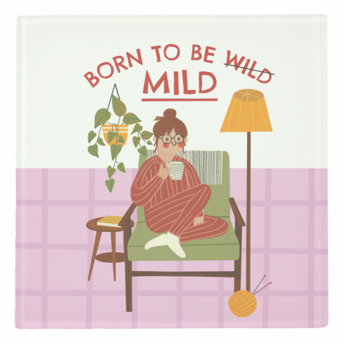 Born to be mild Funny Introvert Illustration Design - personalised beer coaster by AbiGoLucky