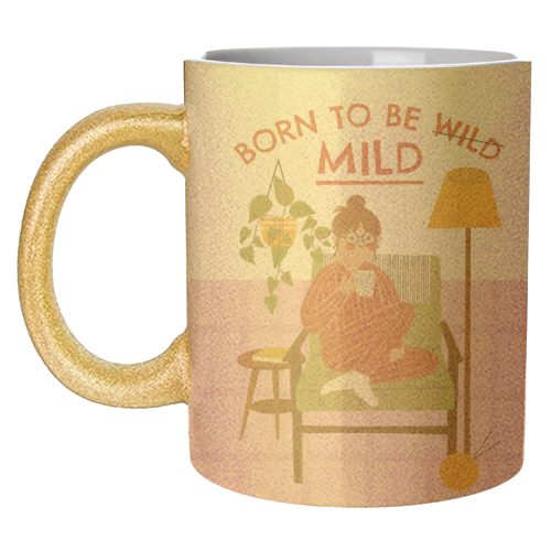 Born to be mild Funny Introvert Illustration Design - unique mug by AbiGoLucky
