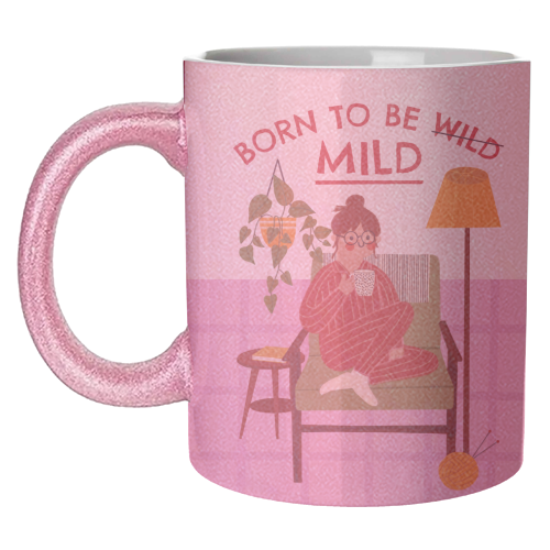 Born to be mild Funny Introvert Illustration Design - unique mug by AbiGoLucky