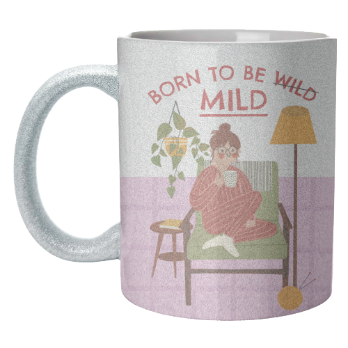 Born to be mild Funny Introvert Illustration Design - unique mug by AbiGoLucky
