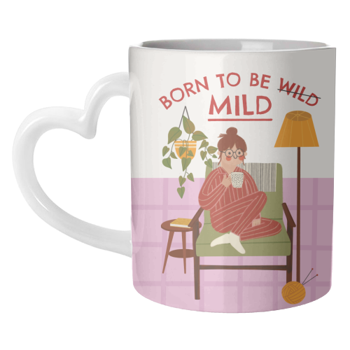 Born to be mild Funny Introvert Illustration Design - unique mug by AbiGoLucky