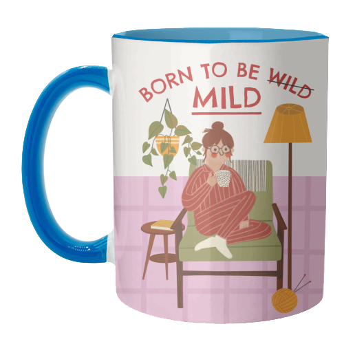 Born to be mild Funny Introvert Illustration Design - unique mug by AbiGoLucky