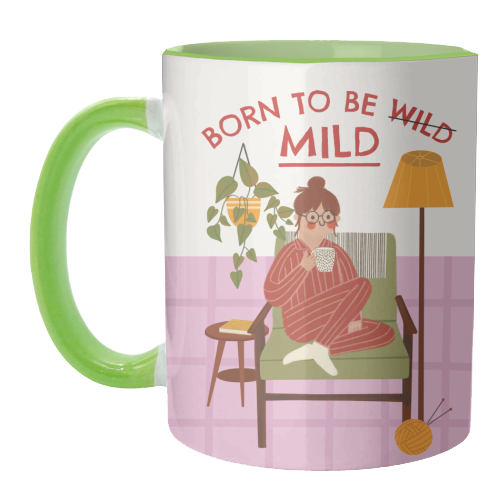 Born to be mild Funny Introvert Illustration Design - unique mug by AbiGoLucky