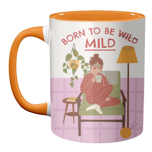 Born to be mild Funny Introvert Illustration Design - unique mug by AbiGoLucky