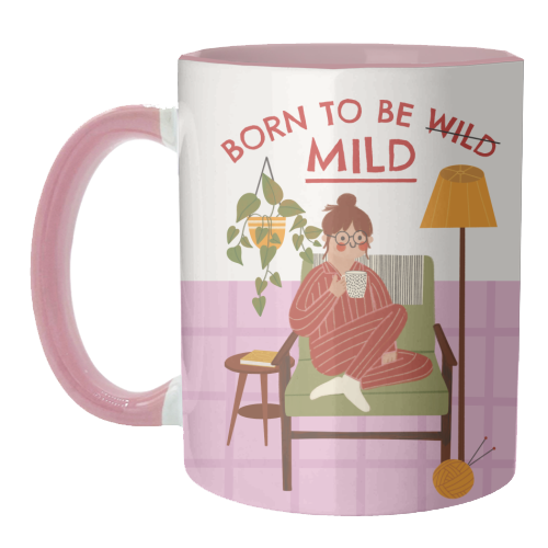 Born to be mild Funny Introvert Illustration Design - unique mug by AbiGoLucky