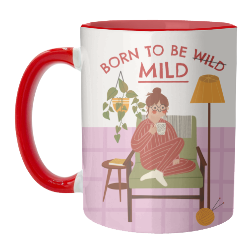 Born to be mild Funny Introvert Illustration Design - unique mug by AbiGoLucky