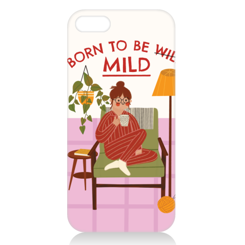 Born to be mild Funny Introvert Illustration Design - unique phone case by AbiGoLucky