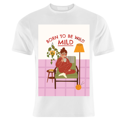 Born to be mild Funny Introvert Illustration Design - unique t shirt by AbiGoLucky