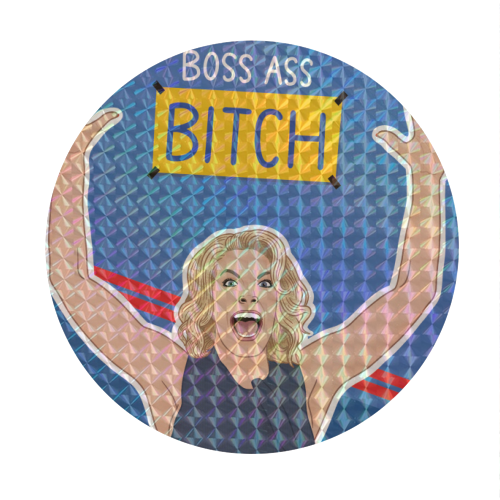 Boss ass Bitch Ted Lasso - Circle Sticker by Loren Grosvenor