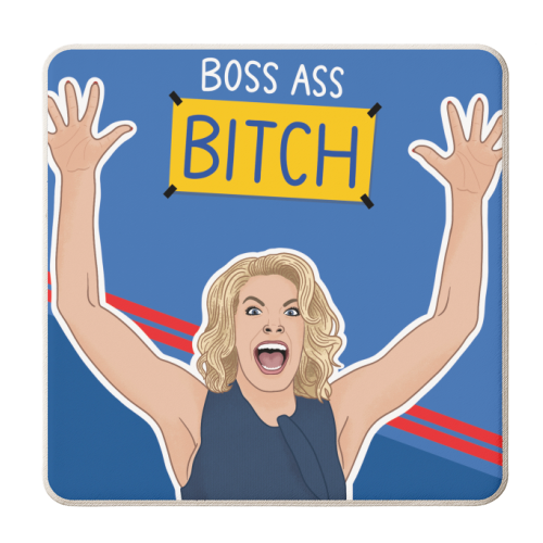 Boss ass Bitch Ted Lasso - personalised beer coaster by Loren Grosvenor