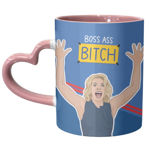 Boss ass Bitch Ted Lasso - unique mug by Loren Grosvenor