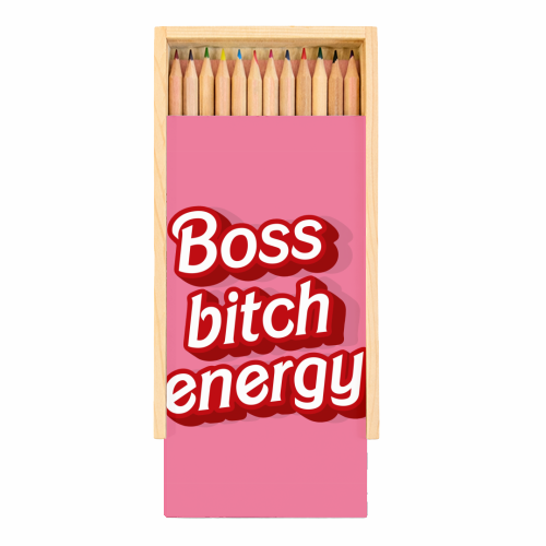 Boss bitch energy pink print - Coloured Pencils with Box by The Girl Next Draw