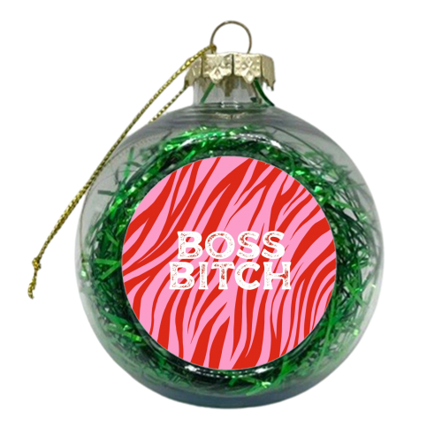 Boss bitch zebra print - xmas bauble by The Girl Next Draw