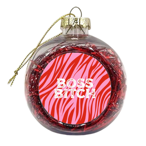 Boss bitch zebra print - xmas bauble by The Girl Next Draw