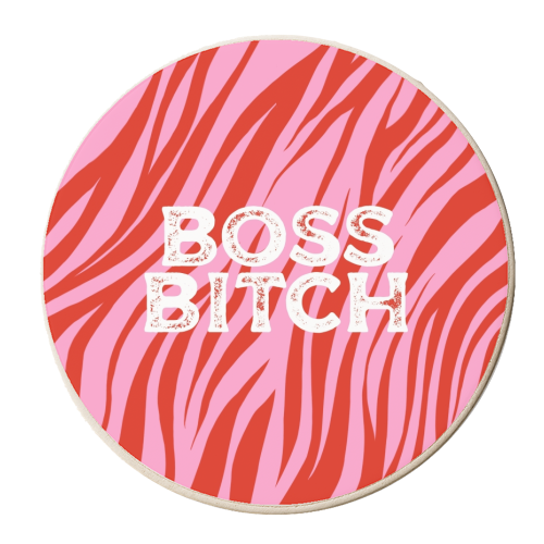 Boss bitch zebra print - personalised beer coaster by The Girl Next Draw