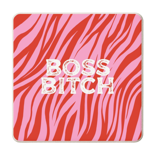 Boss bitch zebra print - personalised beer coaster by The Girl Next Draw