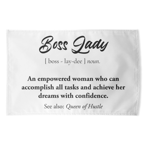 boss lady definion - funny tea towel by timsal shol