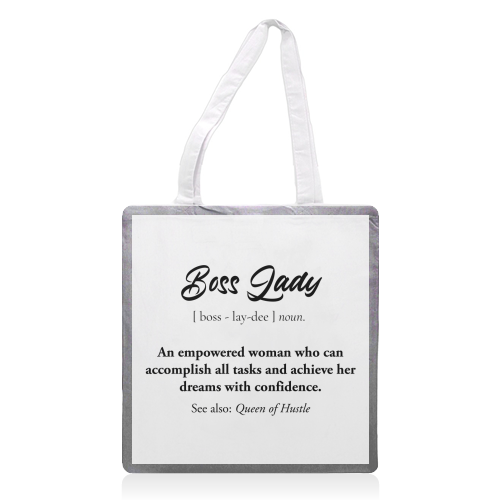 boss lady definion - printed canvas tote bag by timsal shol