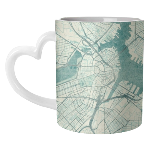 Boston Map Blue Vintage - unique mug by City Art Posters