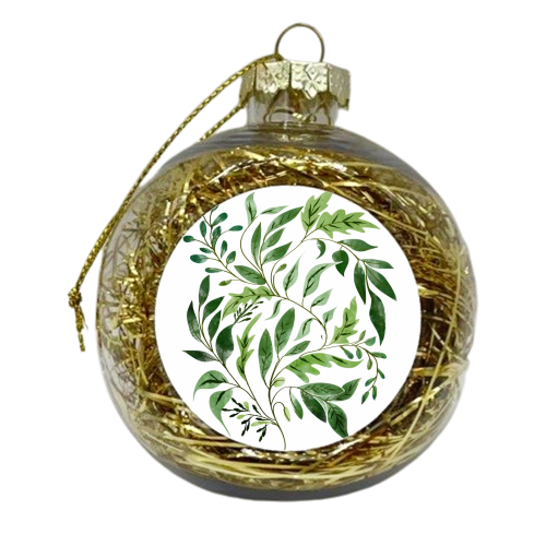 Botanical Abundance, Fresh Green Nature Watercolor - xmas bauble by Uma Prabhakar Gokhale