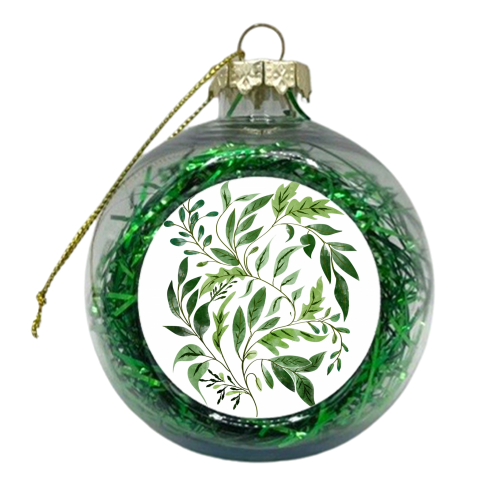 Botanical Abundance, Fresh Green Nature Watercolor - xmas bauble by Uma Prabhakar Gokhale