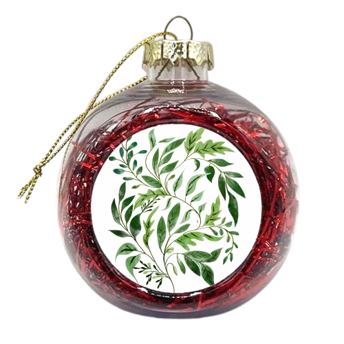 Botanical Abundance, Fresh Green Nature Watercolor - xmas bauble by Uma Prabhakar Gokhale