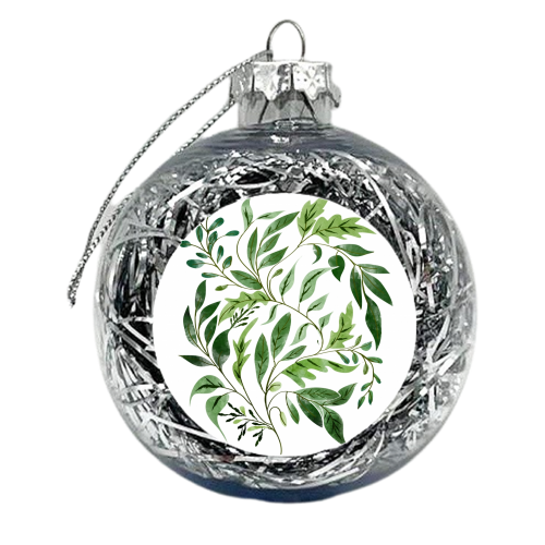 Botanical Abundance, Fresh Green Nature Watercolor - xmas bauble by Uma Prabhakar Gokhale