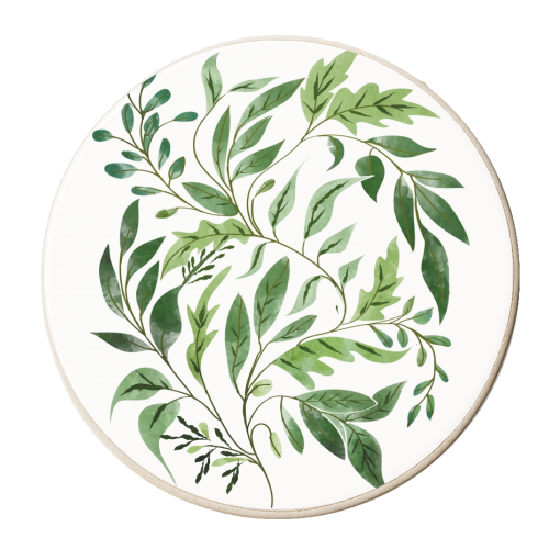 Botanical Abundance, Fresh Green Nature Watercolor - personalised beer coaster by Uma Prabhakar Gokhale