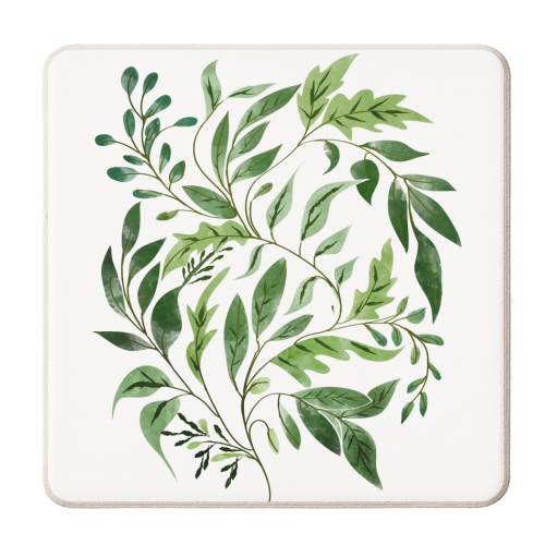 Botanical Abundance, Fresh Green Nature Watercolor - personalised beer coaster by Uma Prabhakar Gokhale