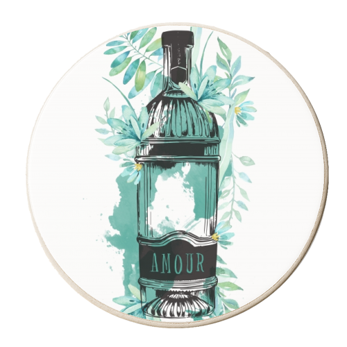 Botanical Amour Bottle - personalised beer coaster by Natalie Hancock