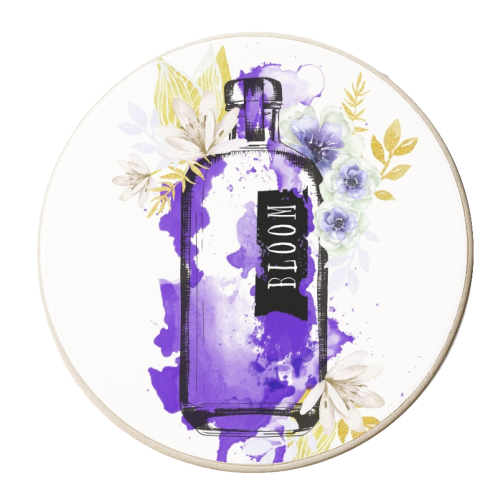 Botanical Bloom Bottle - personalised beer coaster by Natalie Hancock