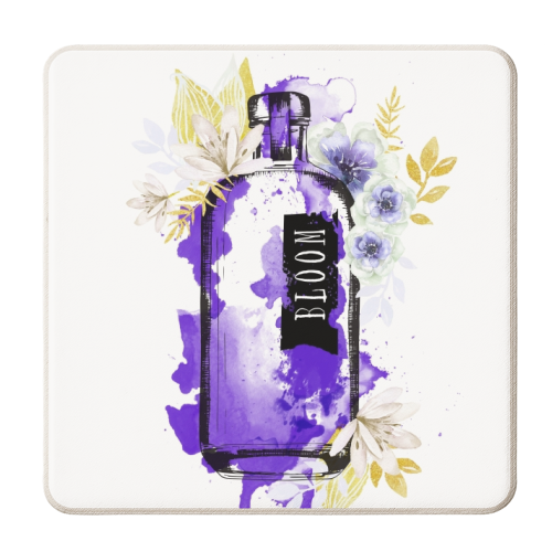 Botanical Bloom Bottle - personalised beer coaster by Natalie Hancock
