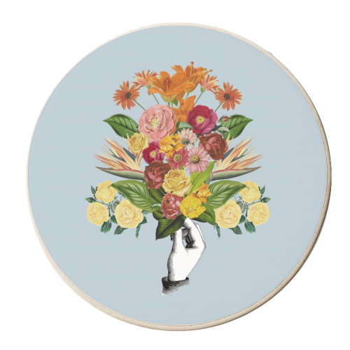 Botanical blue bouquet - personalised beer coaster by Frida Floral Studio