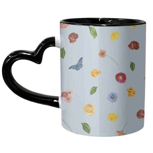 Botanical blue bouquet - unique mug by Frida Floral Studio
