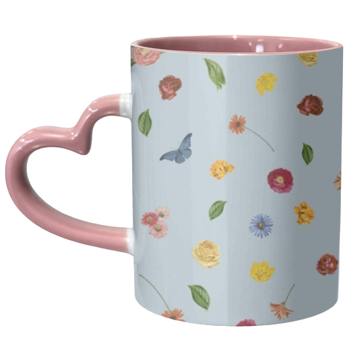 Botanical blue bouquet - unique mug by Frida Floral Studio